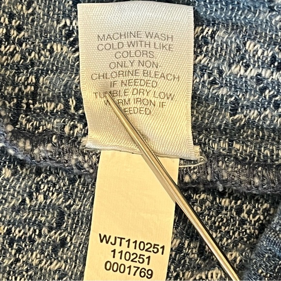 Pure Jill Indigo 100% Cotton Blue Textured Snap Up Drawstring Pockets Blazer S - Picture 7 of 8